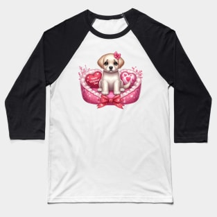 Valentine Labrador Retriever Dog in Bed Baseball T-Shirt